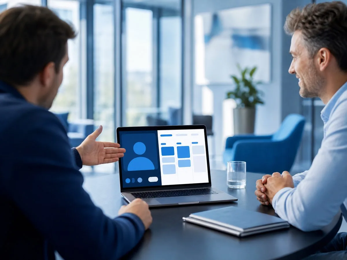Two Pacific Cloud Cyber recruiters reviewing a candidate together
